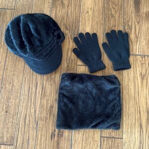 H.O.P.E 3 piece winter Hat, neck warmer and glove set. Never worn